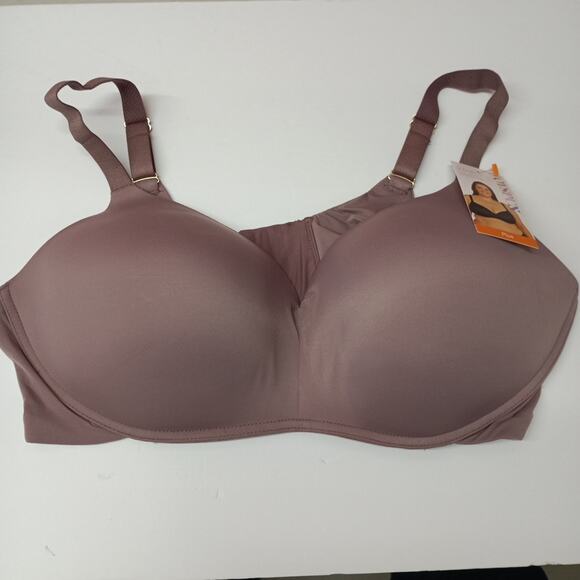 Joyspun Plus Wirefree Full Coverage Bra Women's Size 44D Purple Smooth Wings - Picture 1 of 5